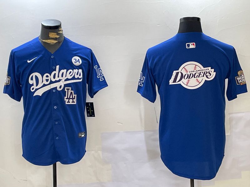 Men Los Angeles Dodgers Blank Blue Game 2024 Nike MLB Jersey style 11209